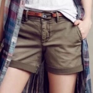 Pilcro Anthropologie Hyphen Chino Shorts Army Green 27